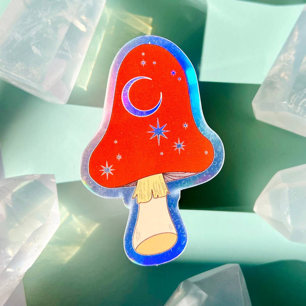 Heavenly Mushroom Holographic Sticker - Freshie & Zero Studio Shop