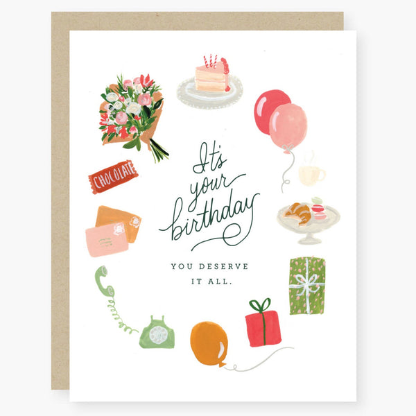 you deserve it all birthday card - Freshie & Zero Studio Shop