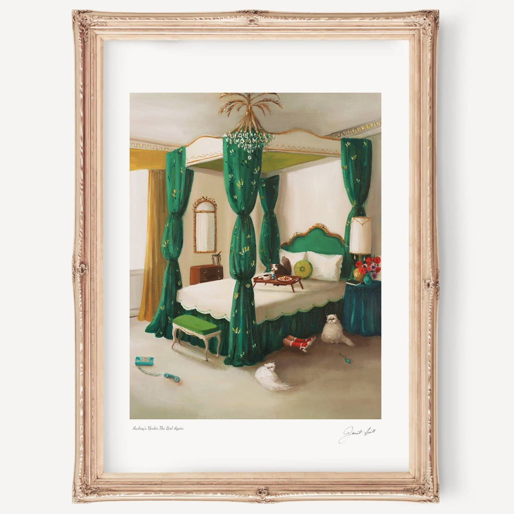 Janet Hill Art Print: Audrey's Under The Bed Again 11"x 14" - Freshie & Zero Studio Shop