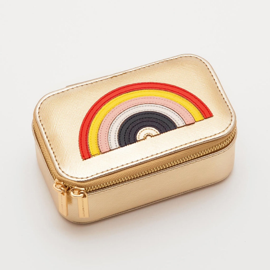 Travel Mini Jewelry Box: Gold Rainbow