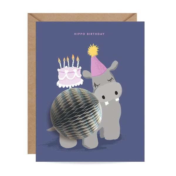 Hippo Pop-up - Birthday Card - Freshie & Zero Studio Shop