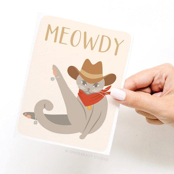 Meowdy Cowboy Cat Greeting Card - Freshie & Zero Studio Shop