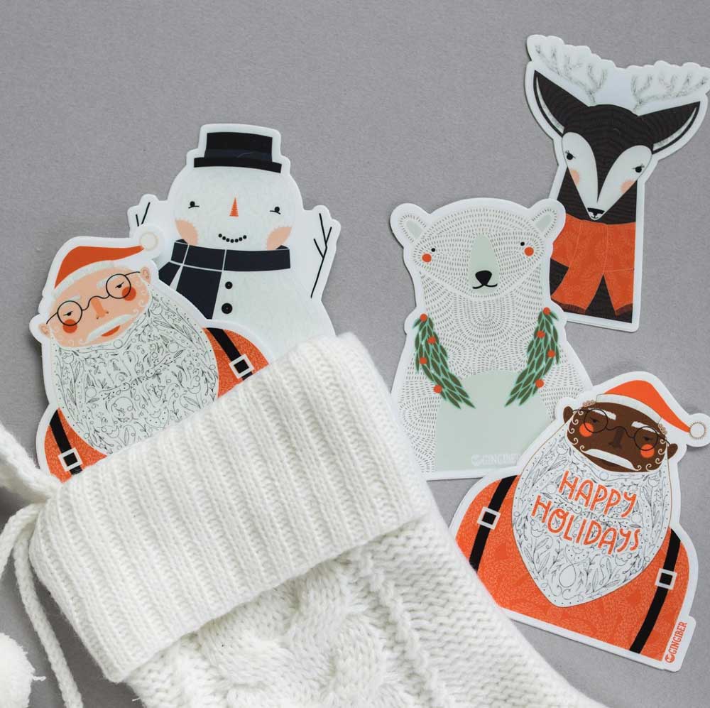 Illustrated Santa Sticker - Freshie & Zero Studio Shop