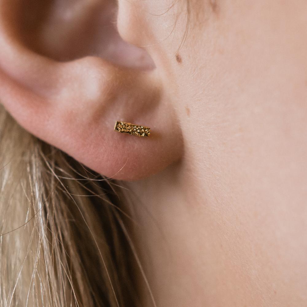 gold vermeil tiny line bar stud earrings handmade by christina kober
