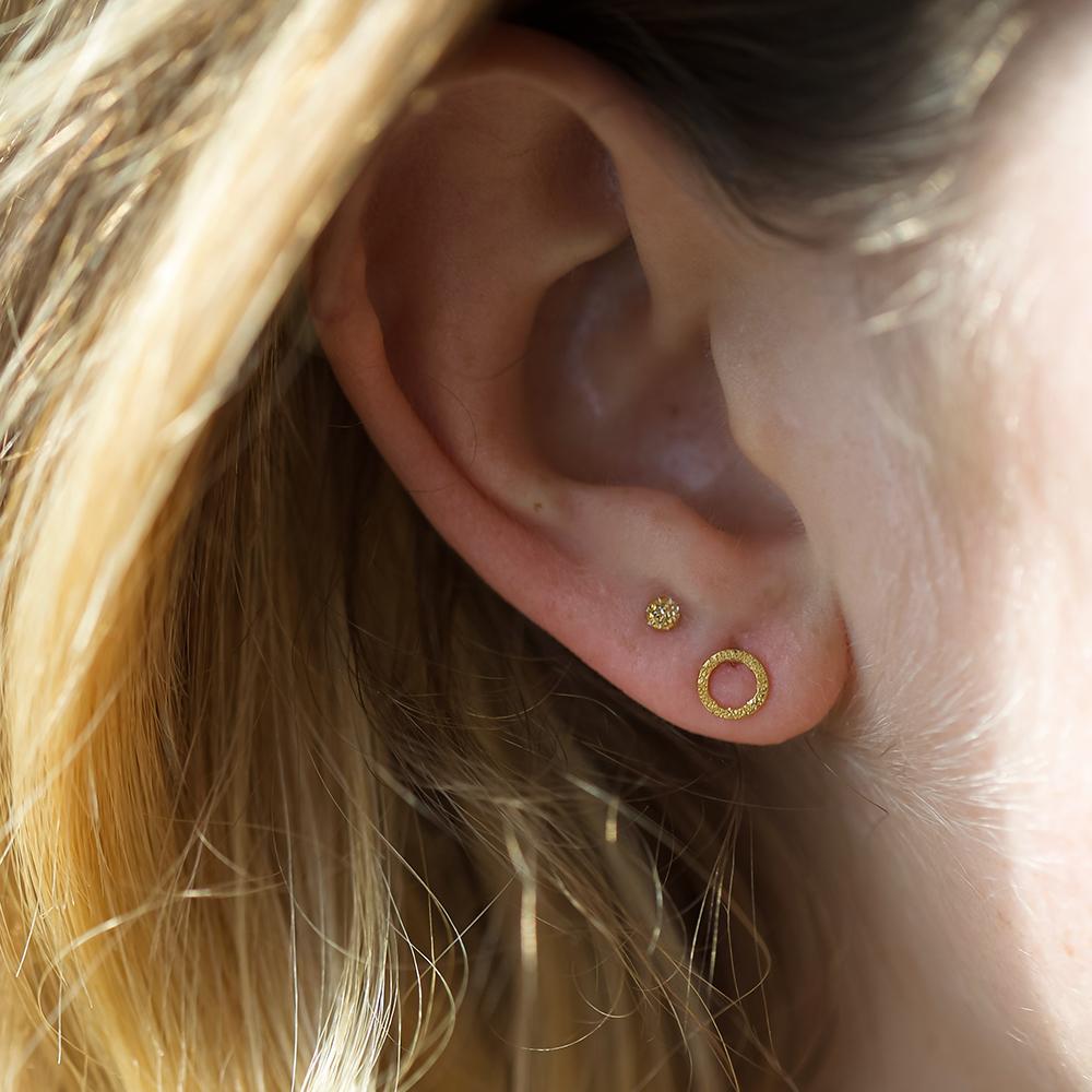 Stud Earrings - Diamond Dusted Open Circle by Christina Kober - Freshie & Zero Studio Shop