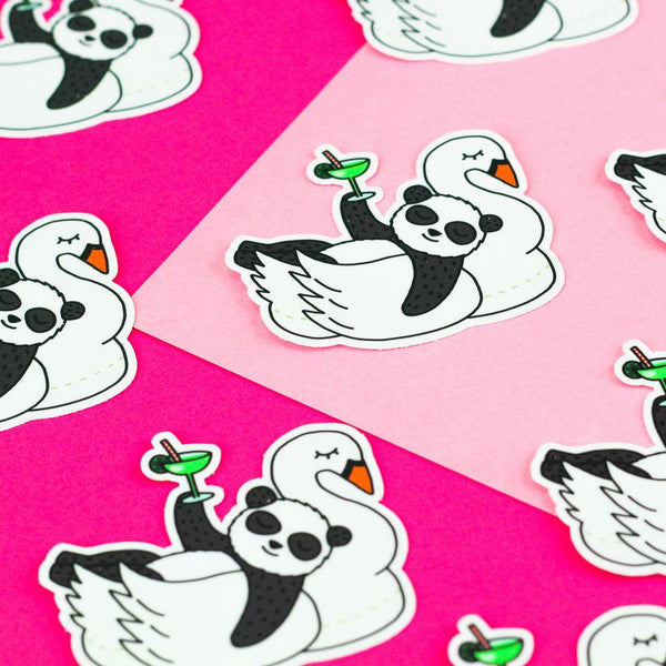 Pool Float Swan & Panda Vinyl Sticker - Freshie & Zero