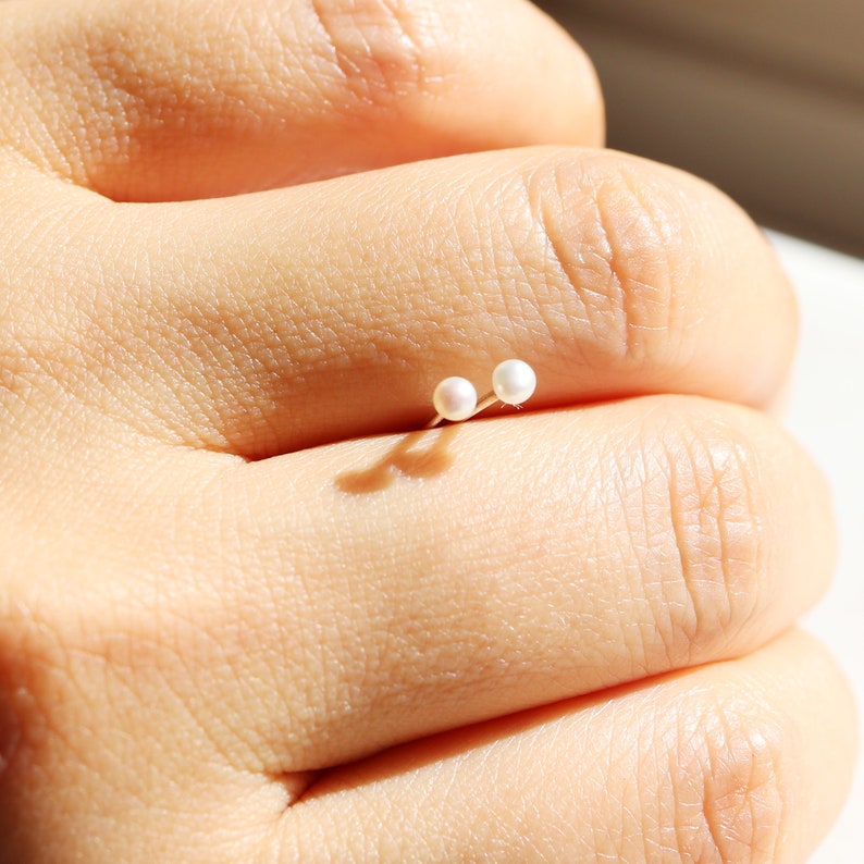 Super Tiny White Pearl Earrings - Freshie & Zero Studio Shop