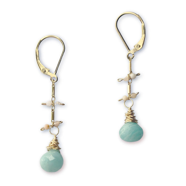Lily Earrings - Gold & Amazonite - Freshie & Zero