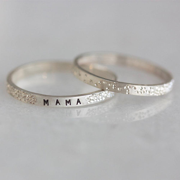 Mama: Diamond Dusted Stacking Ring - Main Image