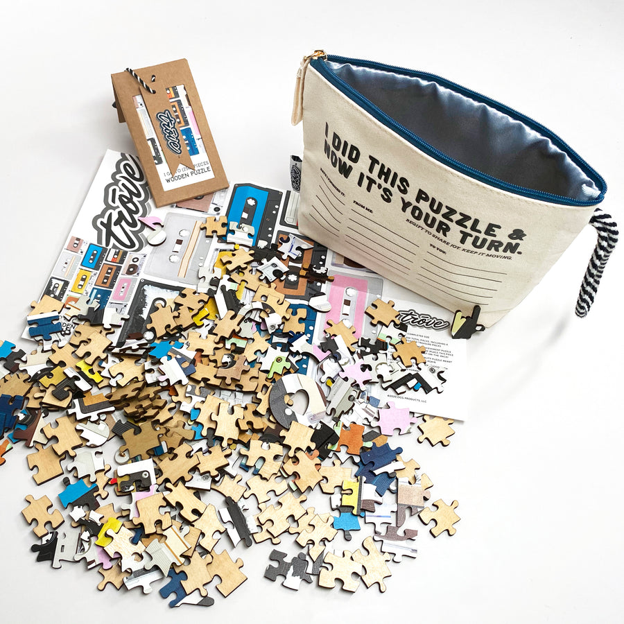 Wooden Puzzle in Pouch: Mix Tapes - 250 Pieces - Freshie & Zero Studio Shop