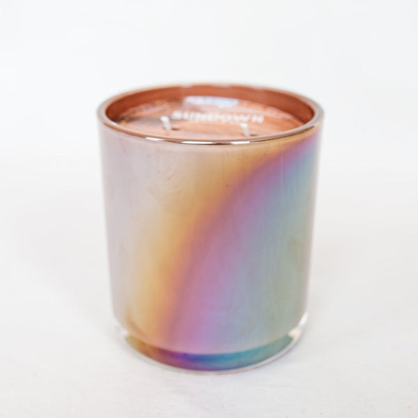 holographic glass iridescent candle jars with