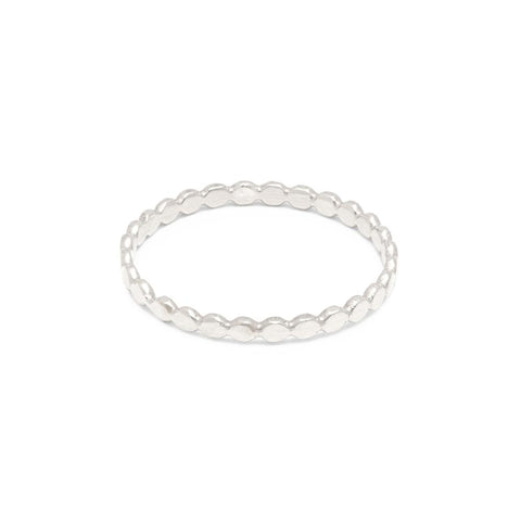 Silver Sparkle Dotted Stacking Ring by Christina Kober, featuring a delicate dotted pattern and shiny finish.