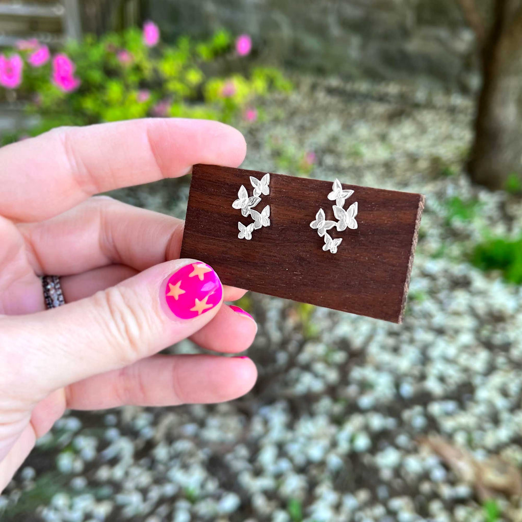 Tiny Stud Earrings: Butterfly Cluster - Freshie & Zero Studio Shop