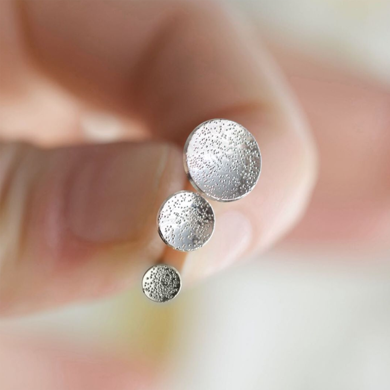Stud Earrings Circle Dot Diamond Dusted (medium) - Freshie & Zero