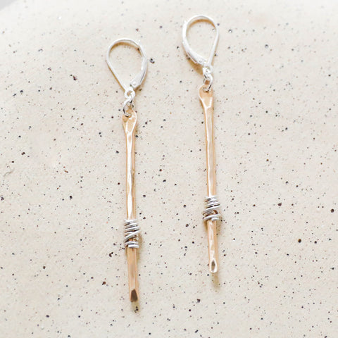 Freshie & Zero sparky stem earrings featuring minimalist, handcrafted design with sleek silver finish and modern style.