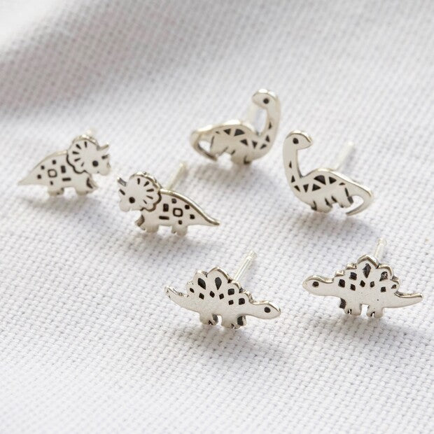 Dinosaur Stud Earrings - Sterling Silver Stegosaurus - Freshie & Zero Studio Shop