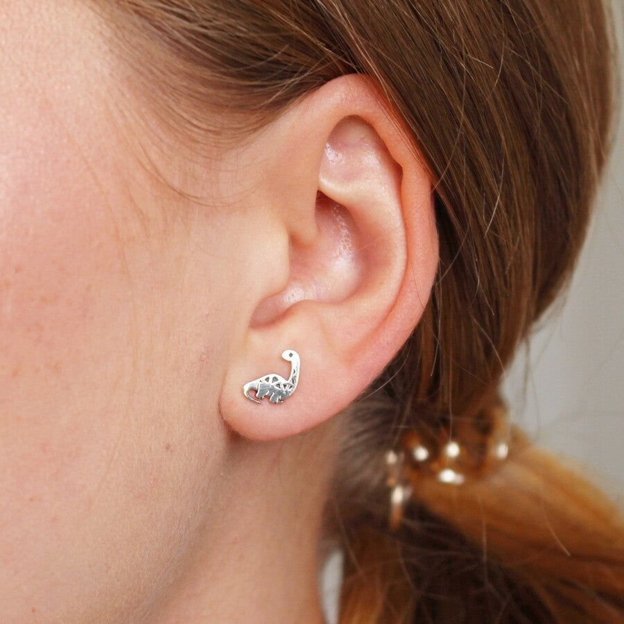 Dinosaur Stud Earrings: Sterling Silver Diplodocus - Freshie & Zero Studio Shop