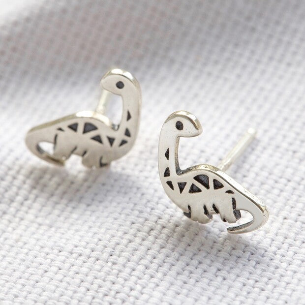 Dinosaur Stud Earrings: Sterling Silver Diplodocus - Freshie & Zero Studio Shop