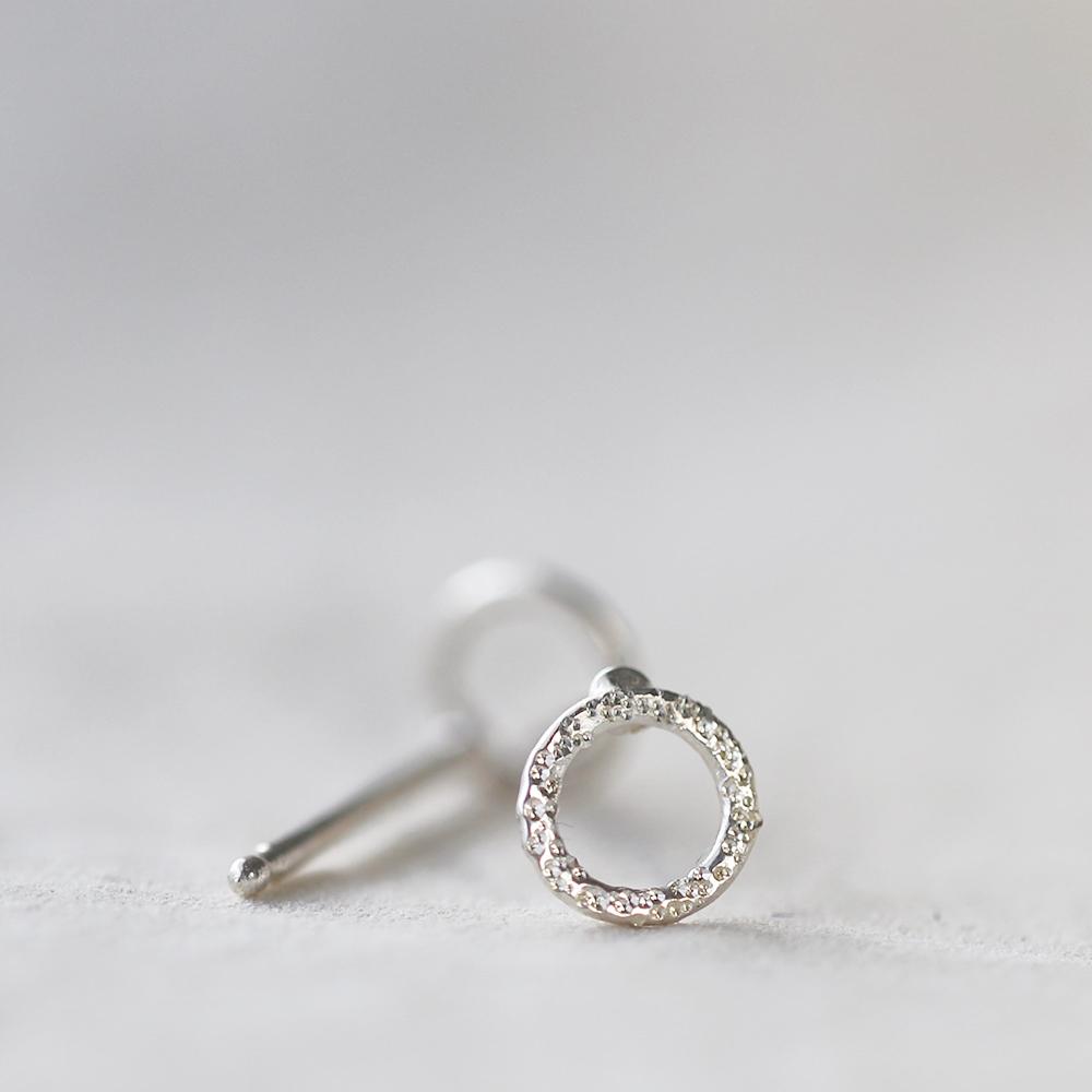 Stud Earrings - Diamond Dusted Open Circle by Christina Kober - Freshie & Zero Studio Shop