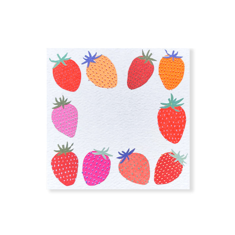 Small Square Notes: Neon Strawberries - Freshie & Zero Studio Shop