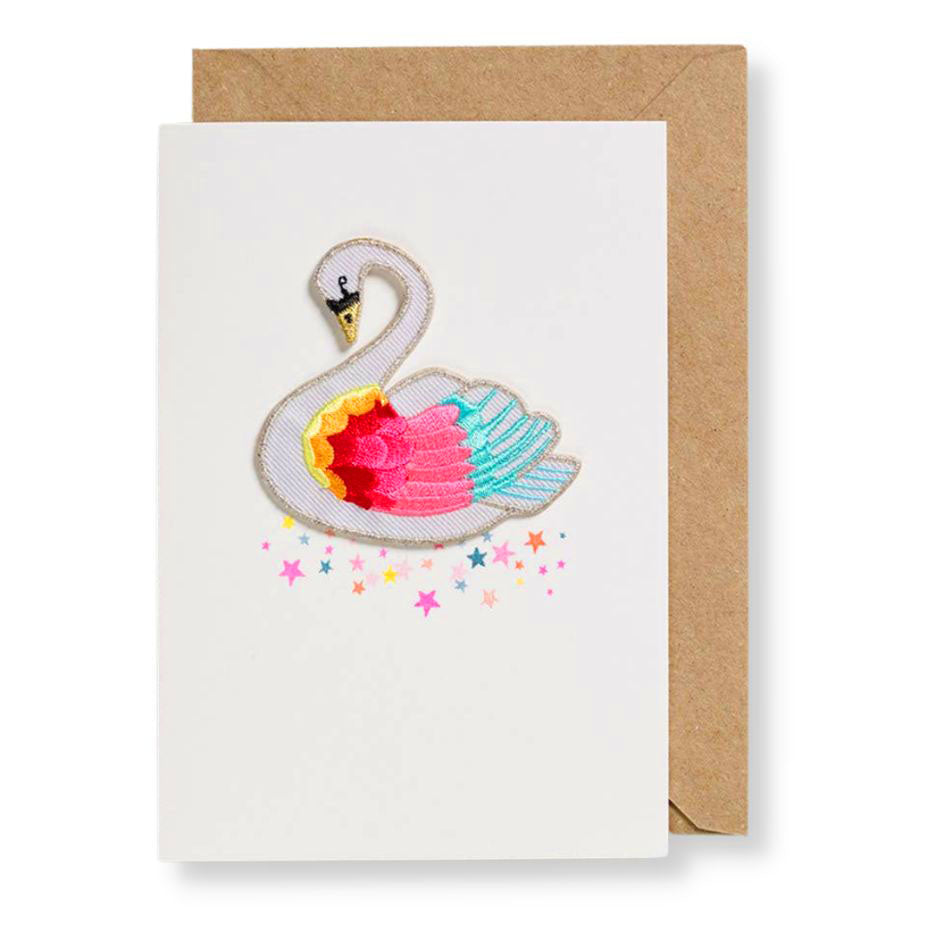 Iron on Patch Card: Birthday Swan - Freshie & Zero Studio Shop
