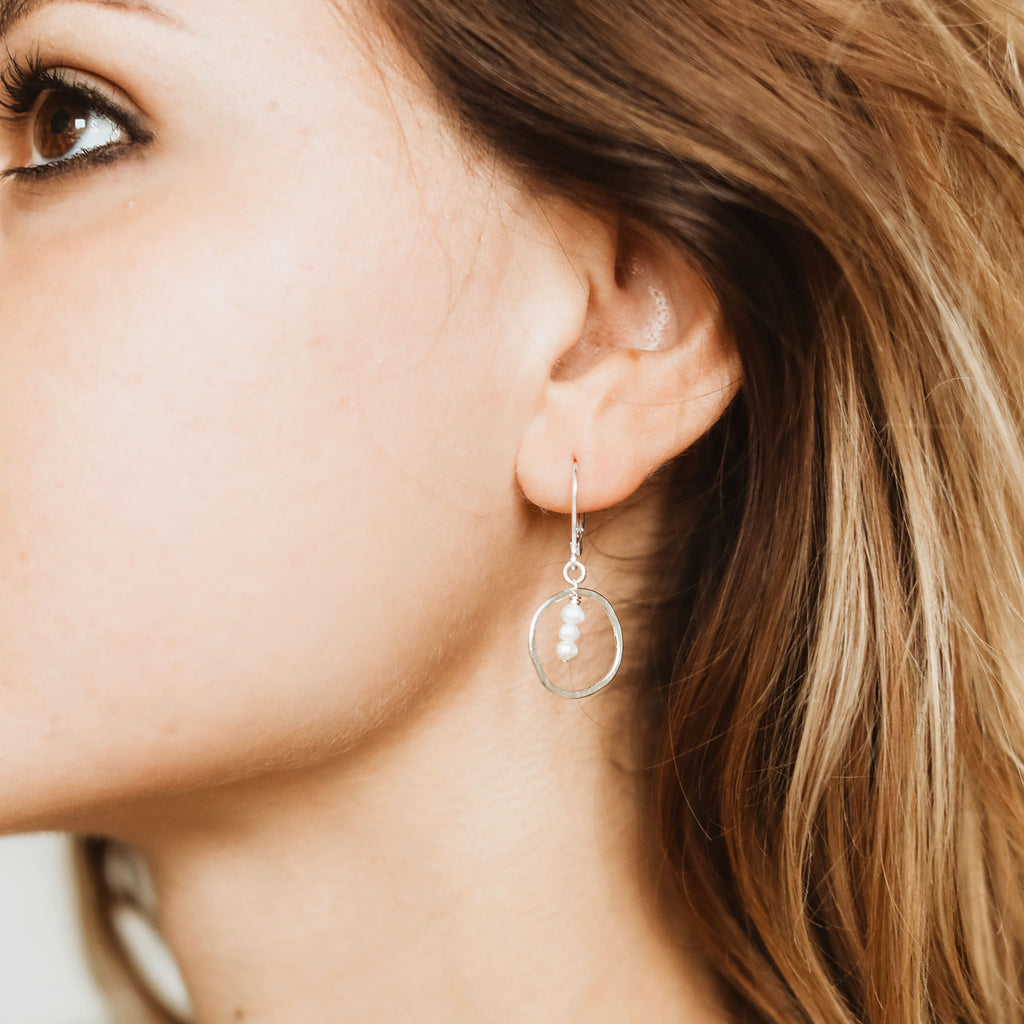 treble earrings - white pearls - Freshie & Zero