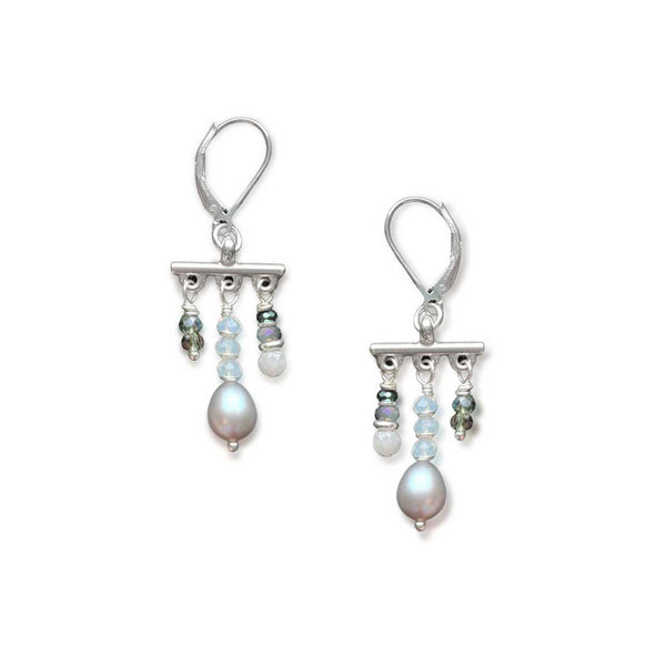 trilogy grey pearl earrings - Freshie & Zero Studio Shop