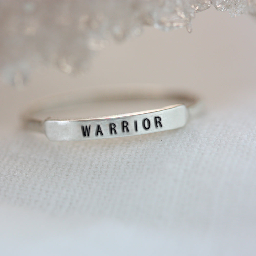 Warrior: Hand Stamped Message Stacking Ring - Freshie & Zero Studio Shop