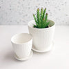 Patterned White Ceramic Pot & Saucer - Medium - Freshie & Zero Studio Shop