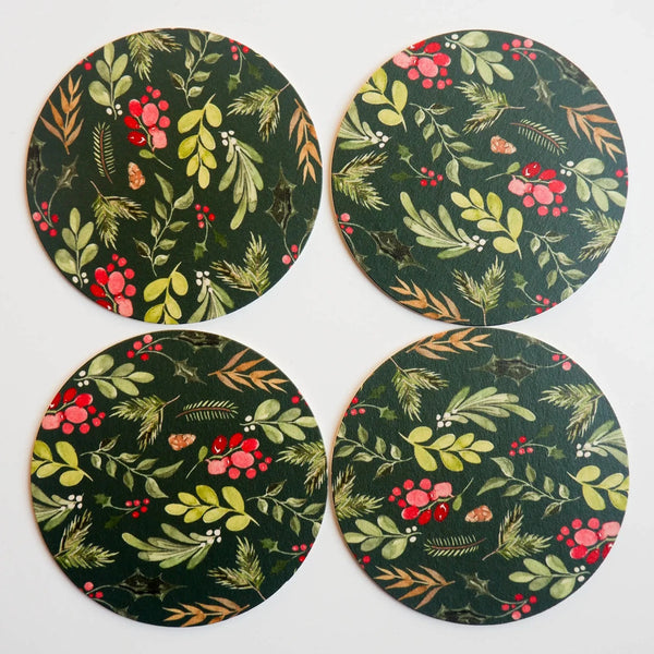 Winter Greens Coaster Set - Freshie & Zero Studio Shop